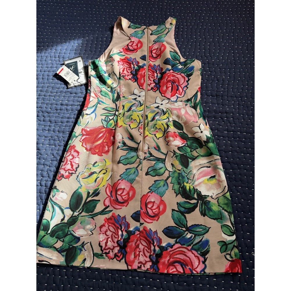 NWT Adrianna Papell Stained Glass Floral Faille Sleeveless Dress Cocktail - Picture 3 of 10